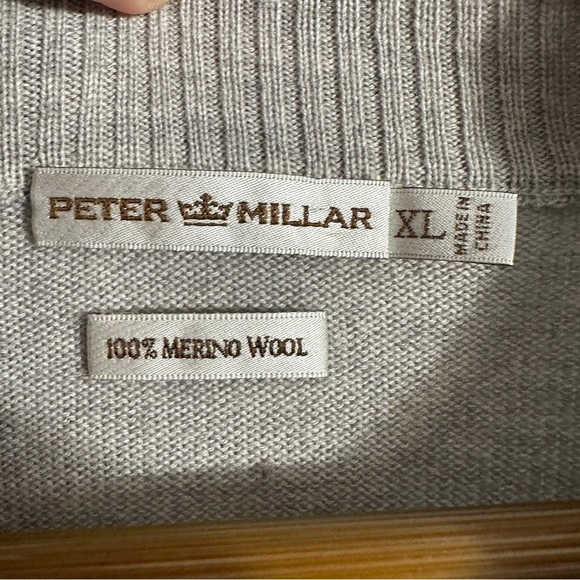Peter Millar sz. XL 100% merino wool cardigan sweater, elbow patches, fall - Picture 3 of 12